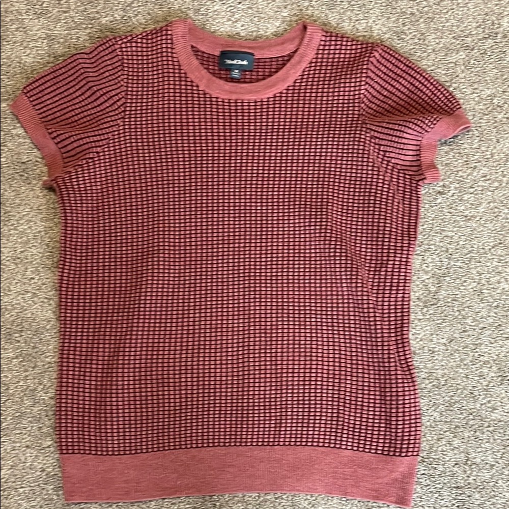 Modcloth Red and Pink Ribbed Short Sleeve Top